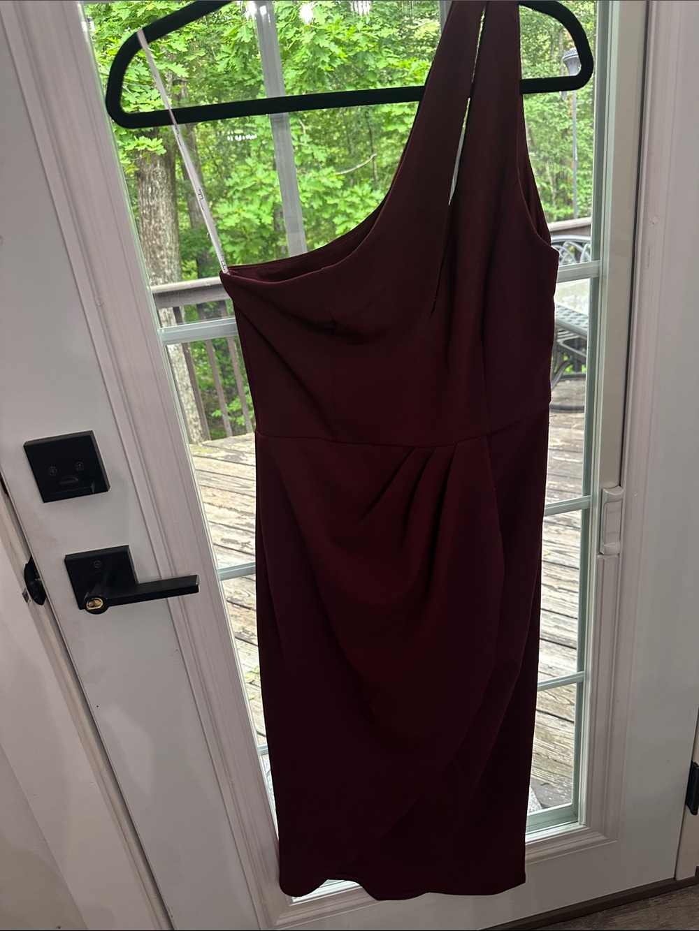 Lulu's One-Shoulder Wine Sheath Dress